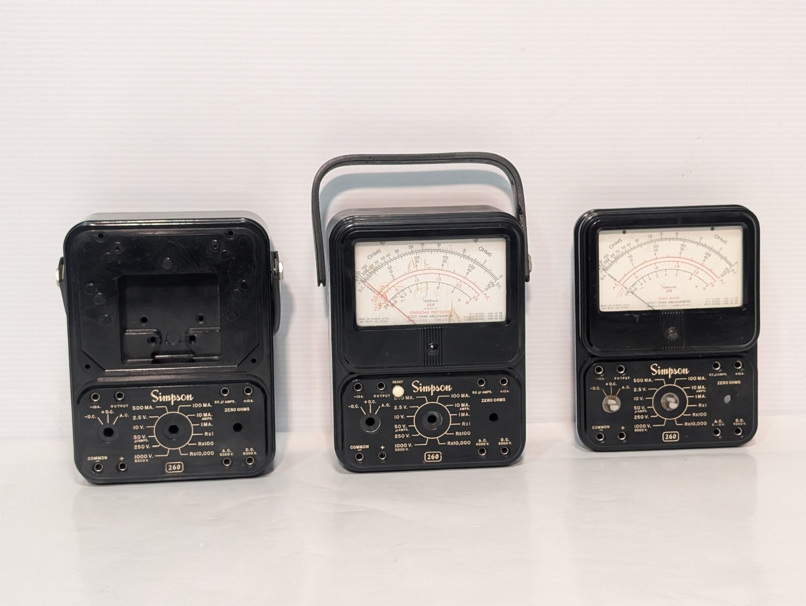 (3) SIMPSON 260 Series 5P Overload Protected Volt Milliammeter Analog Meter READ