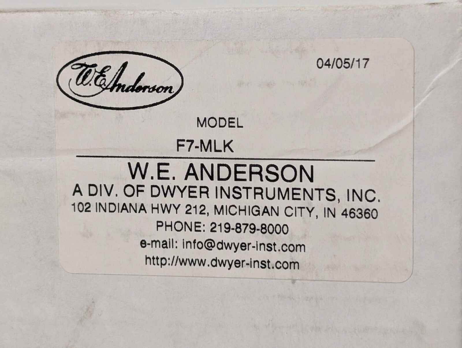 WE Anderson (Dwyer) Model F7-MLK Multi-Level Switch Kit, Vertically Mount