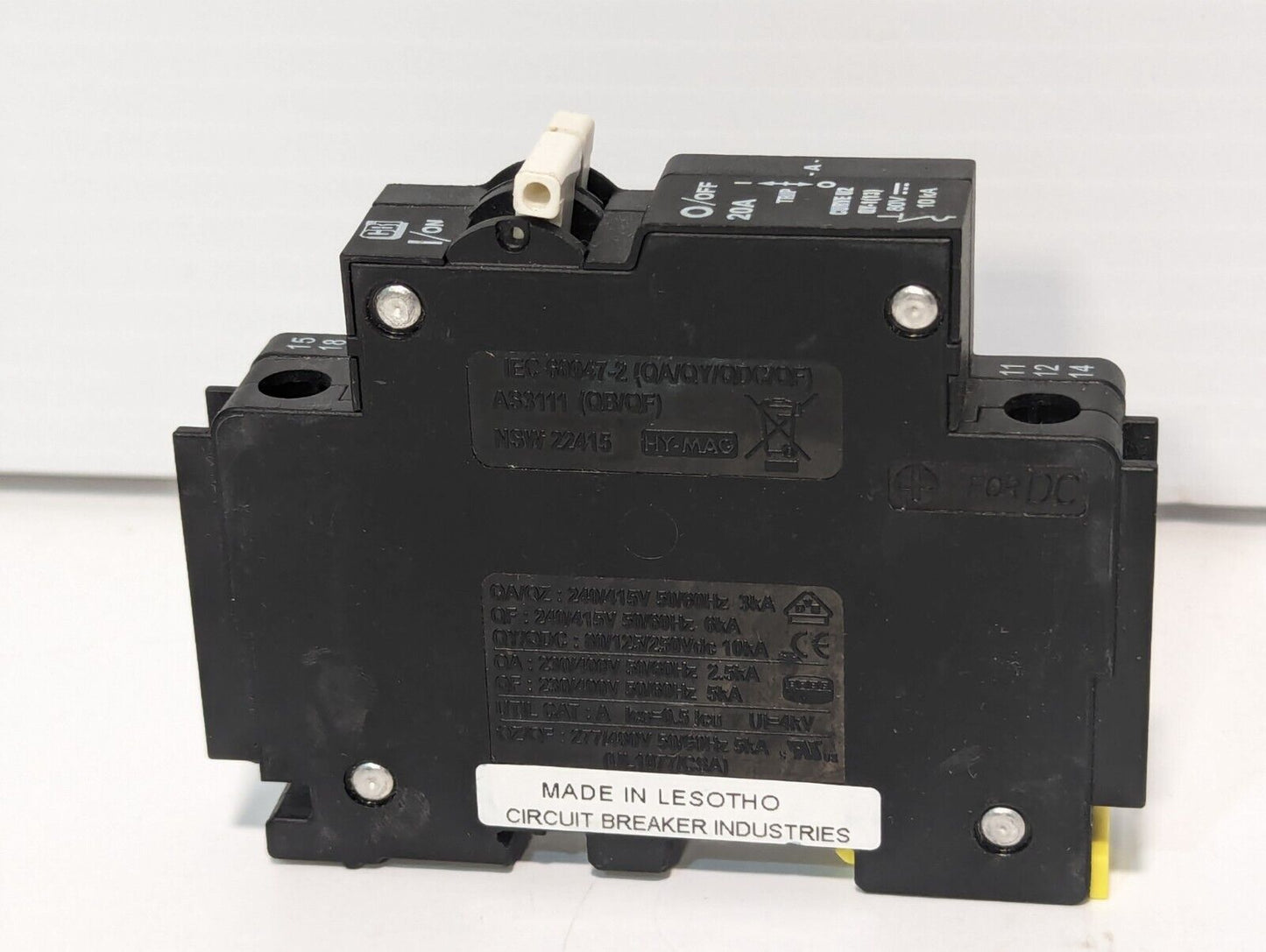 CBI QY-1(13) Circuit Breaker w/Trip Alarm, 20a, 1-Pole, 9926261920 - Free Ship