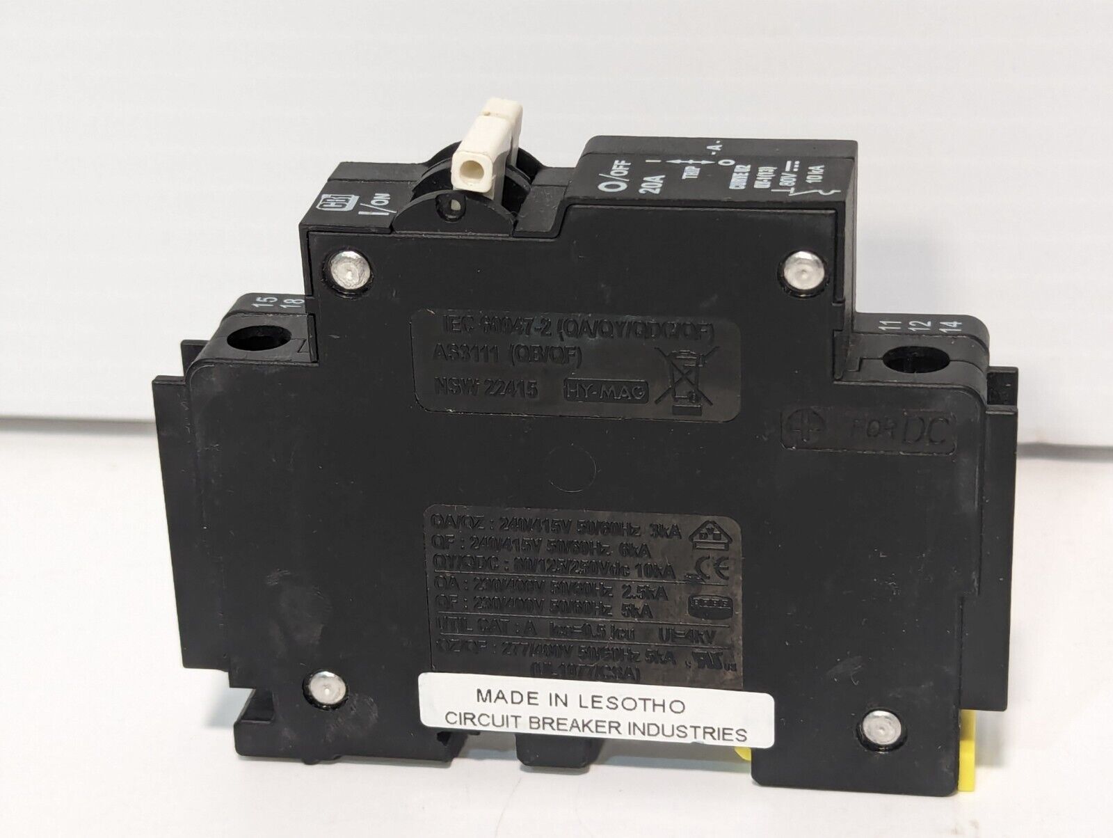 CBI QY-1(13) Circuit Breaker w/Trip Alarm, 20a, 1-Pole, 9926261920 - Free Ship