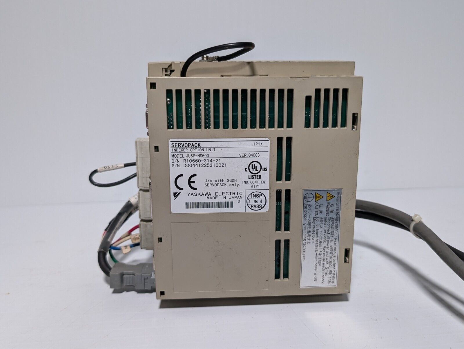 Yaskawa SGMAH-02BAF41 servo motor with SGDH-02BE servopack, CGI 023PLX0280-XX-01