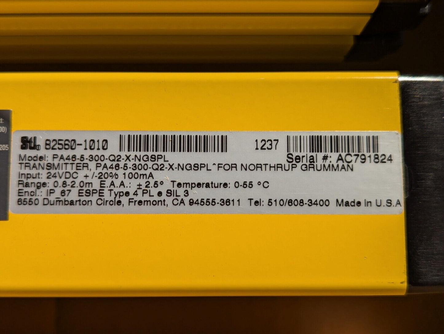 STI 82560-0010 light curtain set, transmitter/receiver pair