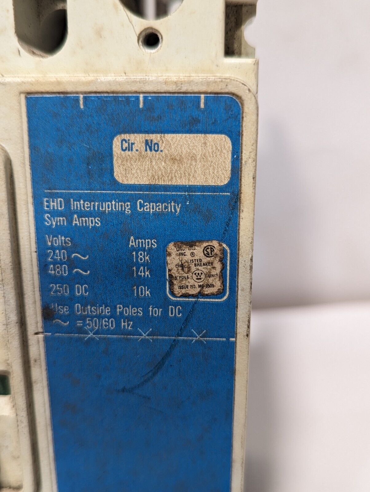 Westinghouse EHD3015 Circuit Breaker, 15A, 480VAC - * Free Shipping *