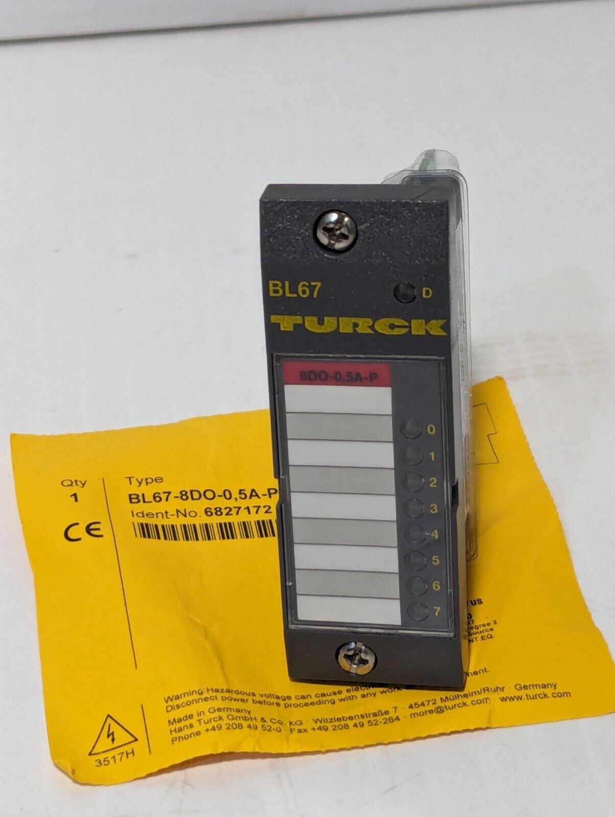 Turck BL67-8DO-0,5A-P Electronic Module, 8 Digital Outputs - Free Shipping