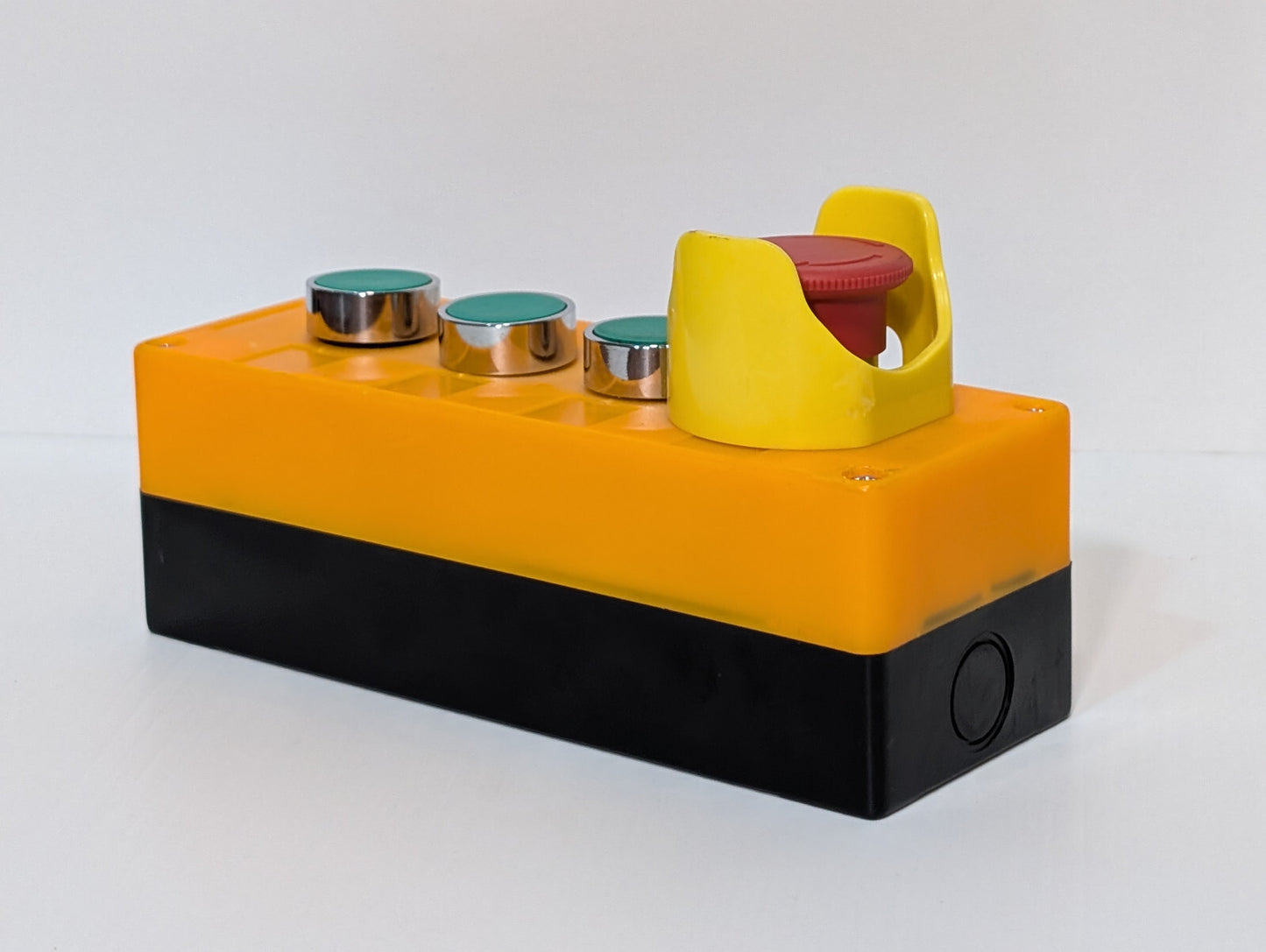 Yellow Industrial Push-Button Switch Control Box Emergency Stop Knob 3 Green