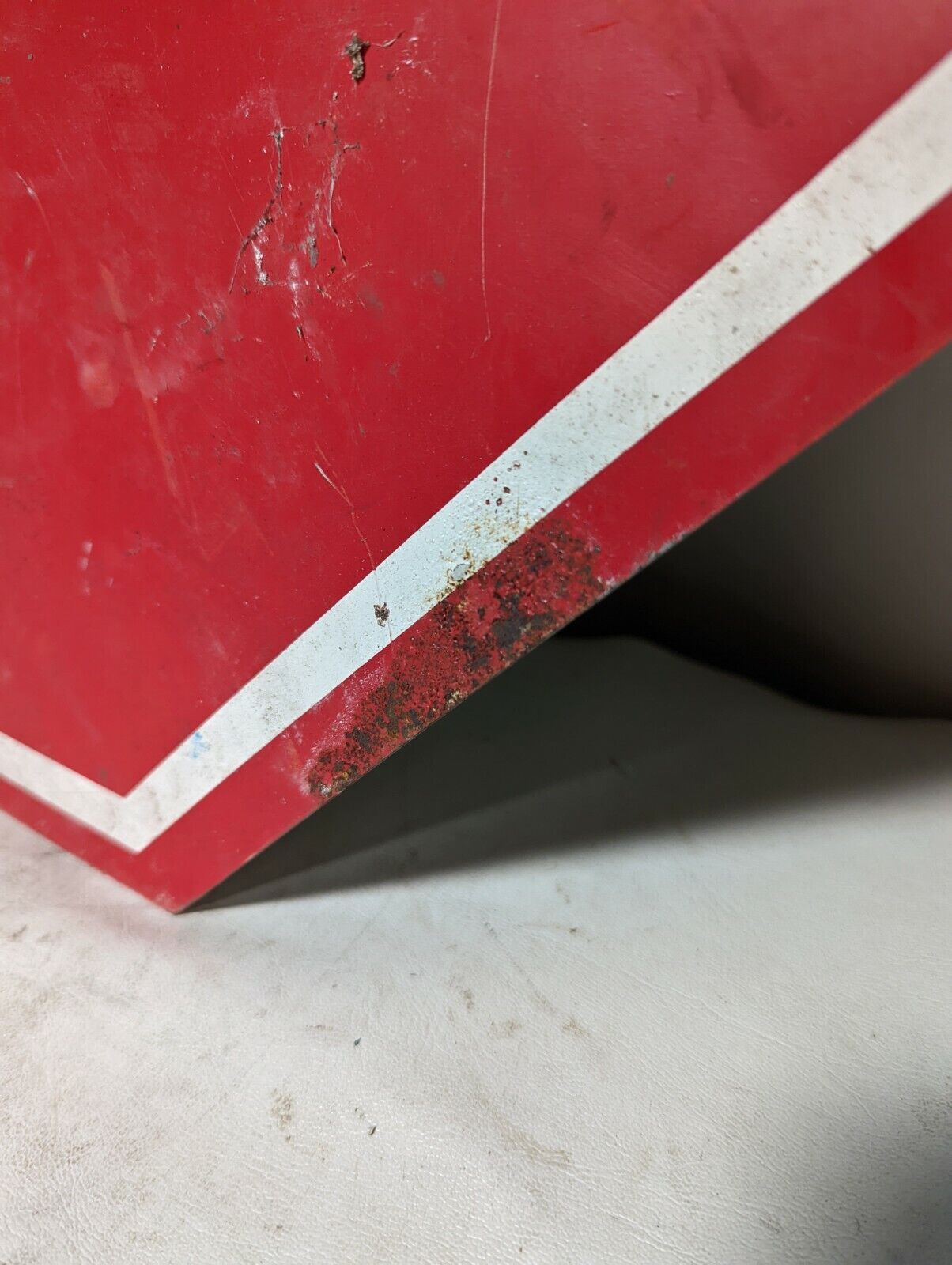 Decommissioned Stop sign, red and white, rusty - Free Shipping