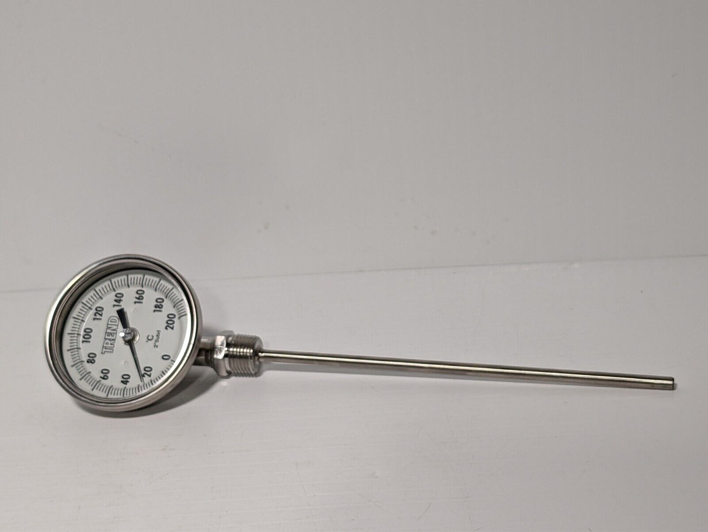 Trend CR3107C bimetal thermometer, 0-200 deg C, 2 deg subd., 3" face, 9" probe