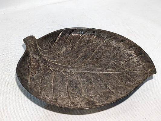 Vintage Silver Banana Leaf Serving Plate