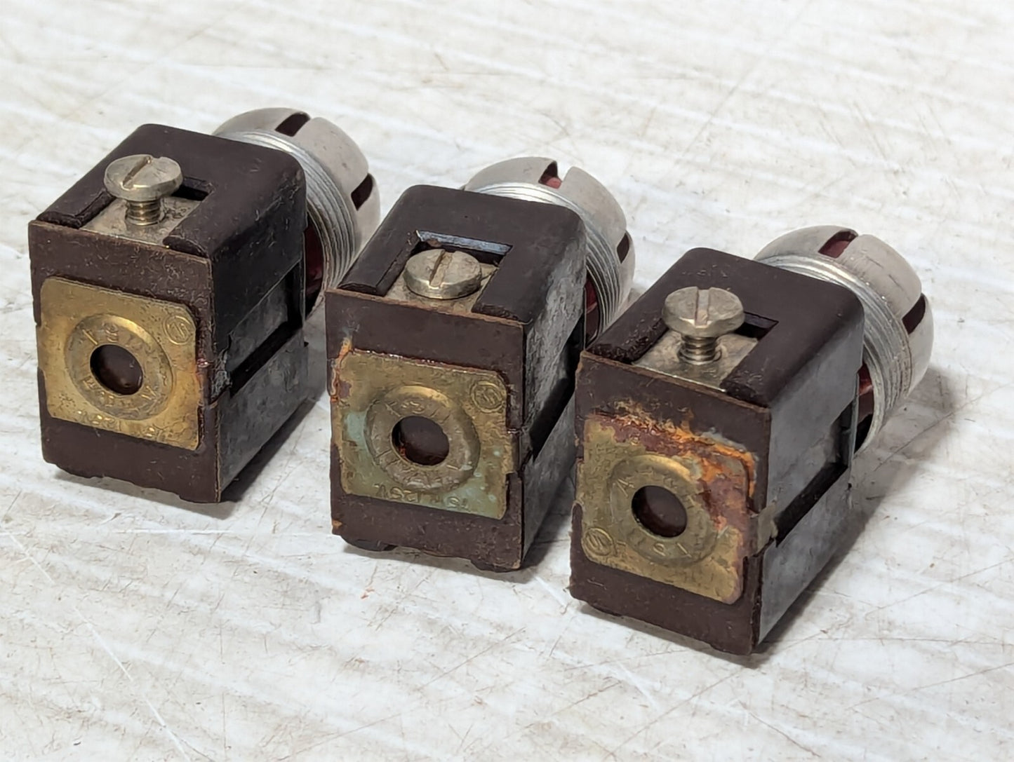 (3) Vintage Pilot Light Auto Bulb Socket Assembly 1940s 1950s 75W 120V