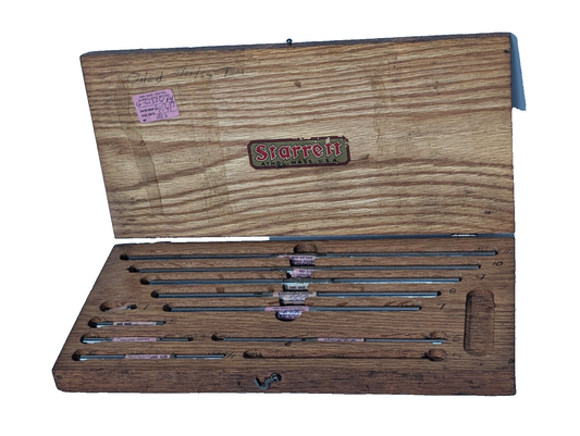 Vintage Starrett Machinist Gauge Blocks Measuring Tools Gage Set Wood Case, USA