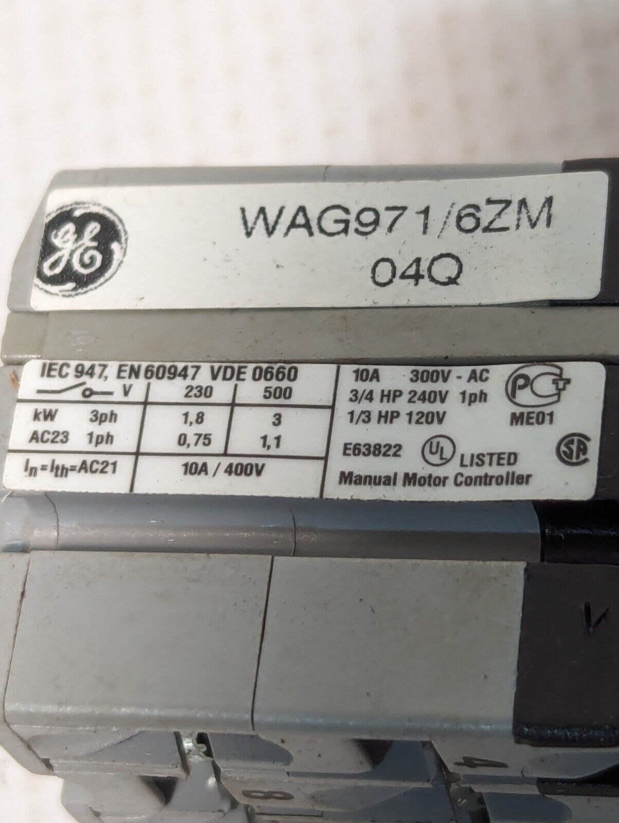 General Electric Manual Motor Controller WAG97/6ZM - Free Shipping