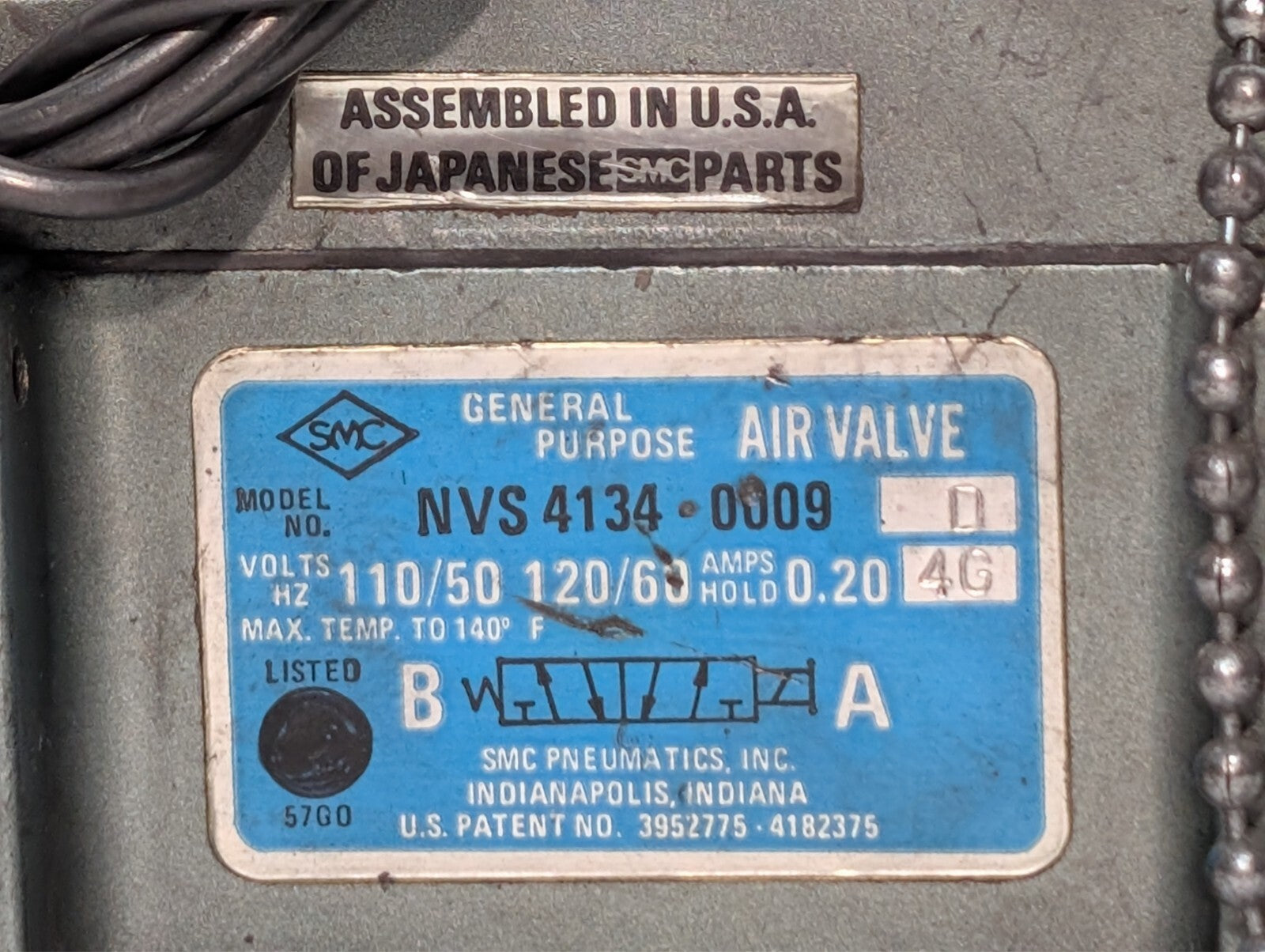 SMC NVS 4134-0009D Directional Air-Operated Solenoid Valve