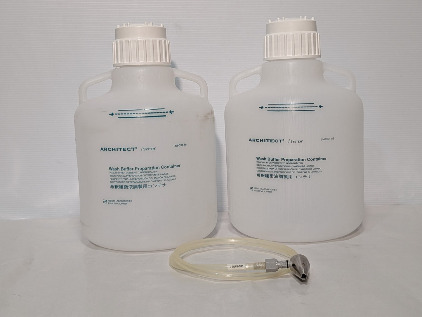 (2) Abbott Architect iSystem LN8C94-56 Nalgene Wash Buffer Container 10 Liter
