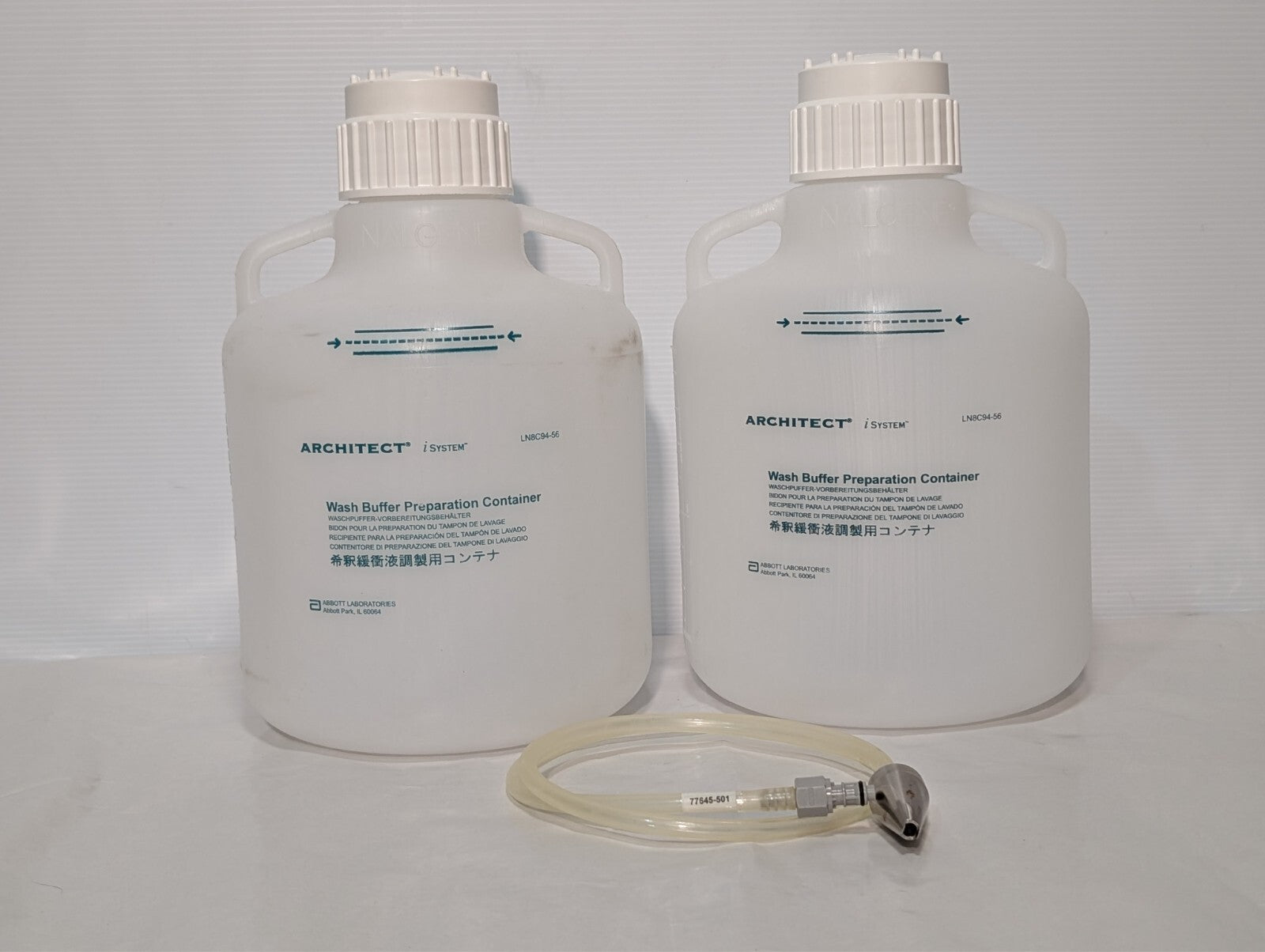 (2) Abbott Architect iSystem LN8C94-56 Nalgene Wash Buffer Container 10 Liter