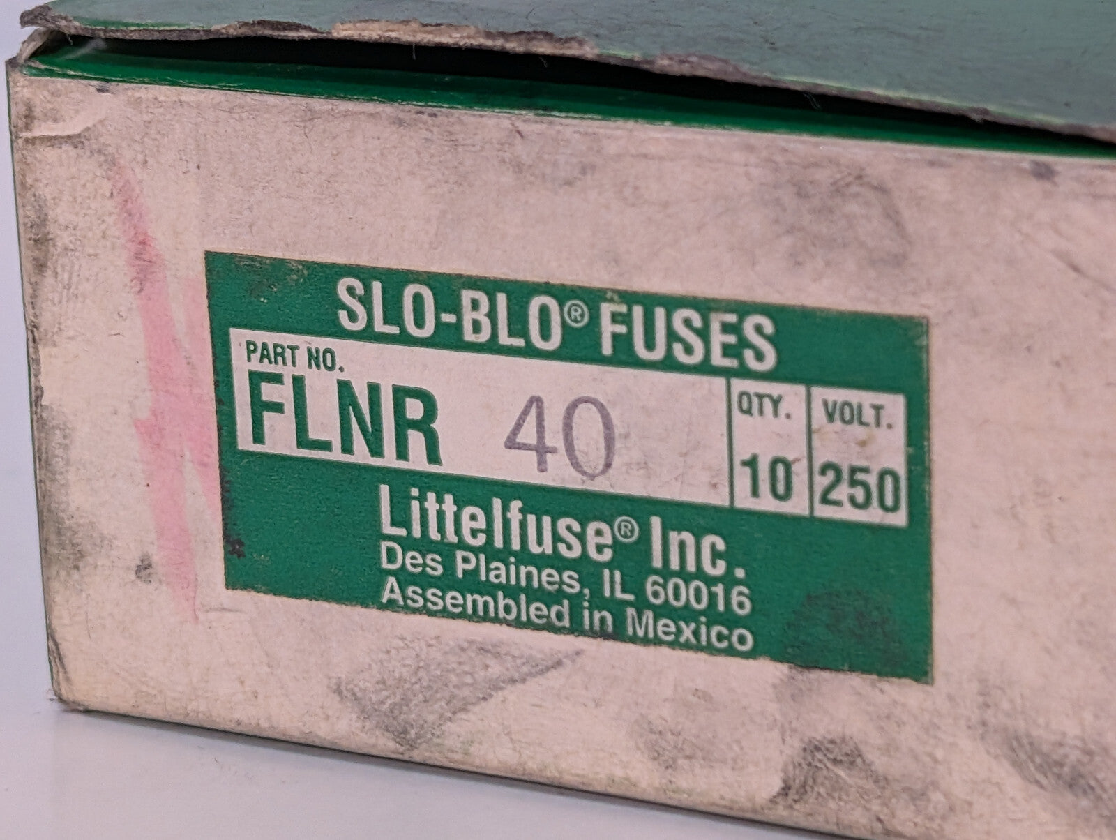 10 Count Box: Littelfuse FLNR 40, Slo-Blo Fuses, 250VAC, Class RK-5