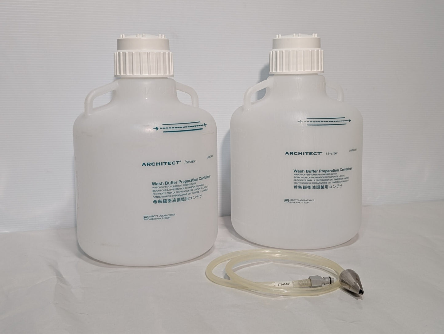 (2) Abbott Architect iSystem LN8C94-56 Nalgene Wash Buffer Container 10 Liter