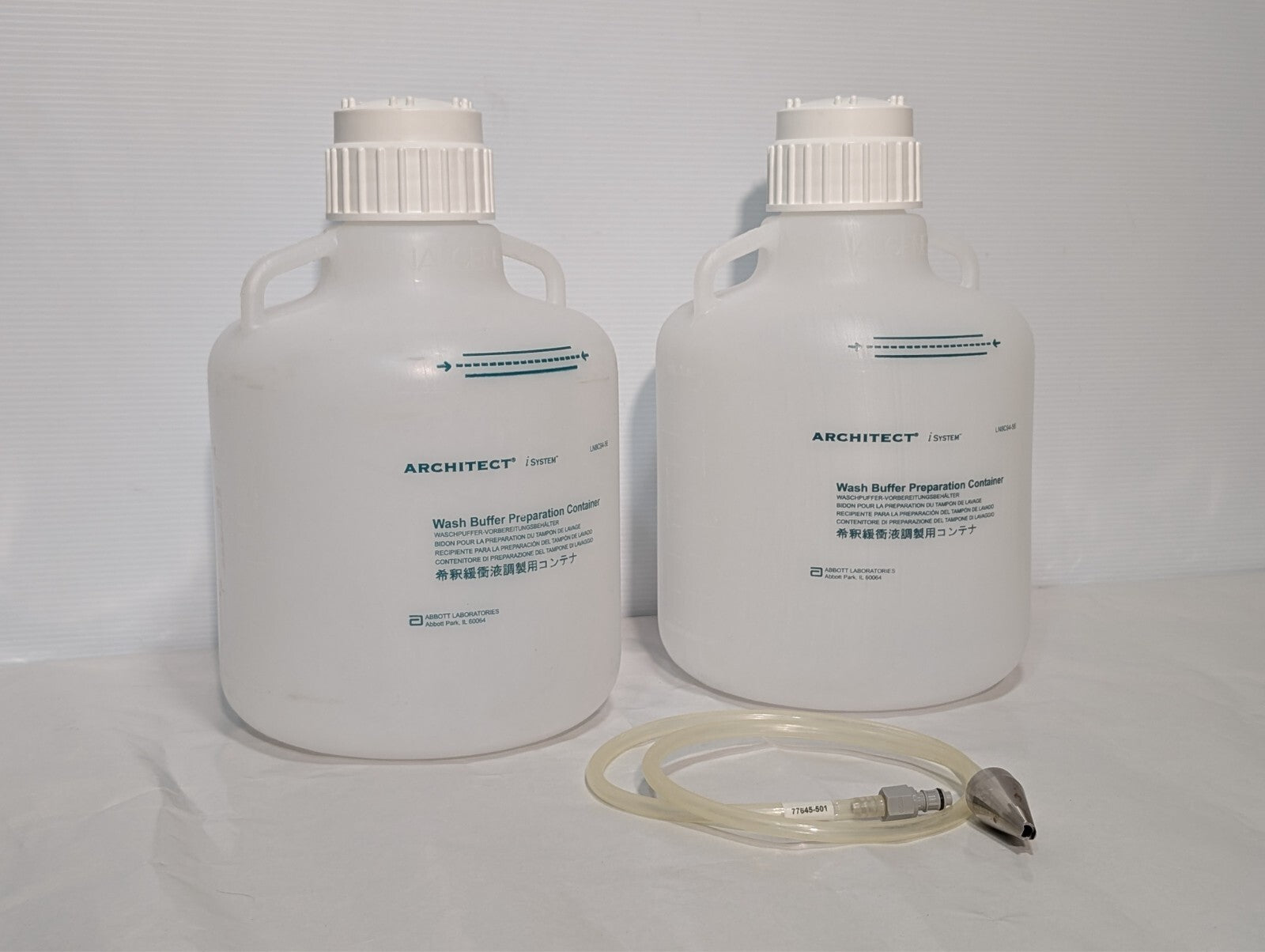(2) Abbott Architect iSystem LN8C94-56 Nalgene Wash Buffer Container 10 Liter