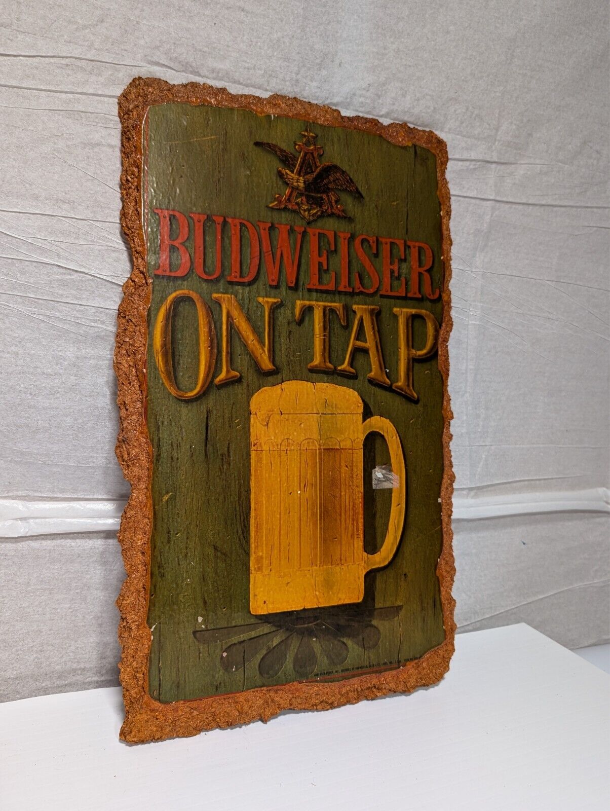 Vintage Wooden Budweiser On Tap Beer Bar Sign 19x11