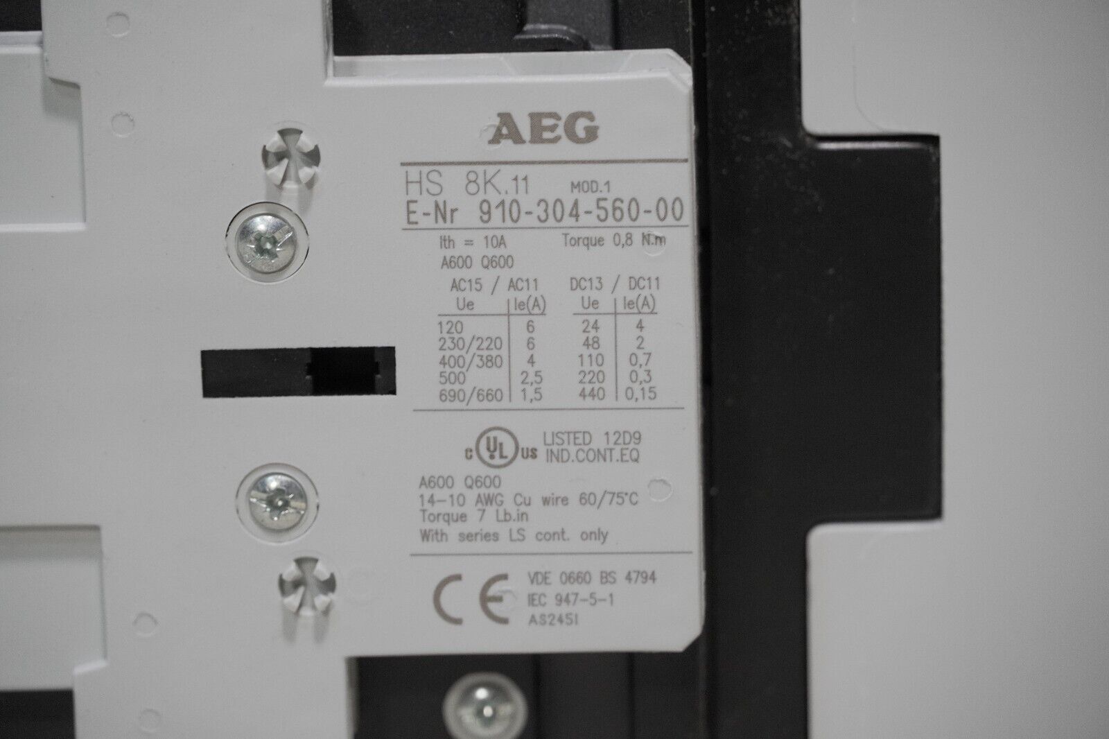 AEG TypLS 75K.11 contactor, 135826, 220-250VAC, 50-60Hz/DC