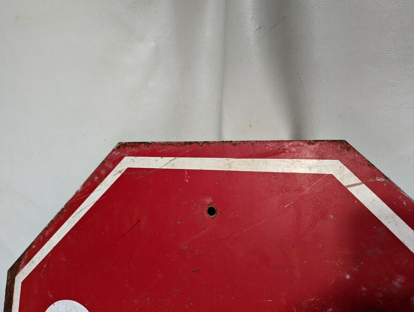Decommissioned Stop sign, red and white, rusty - Free Shipping