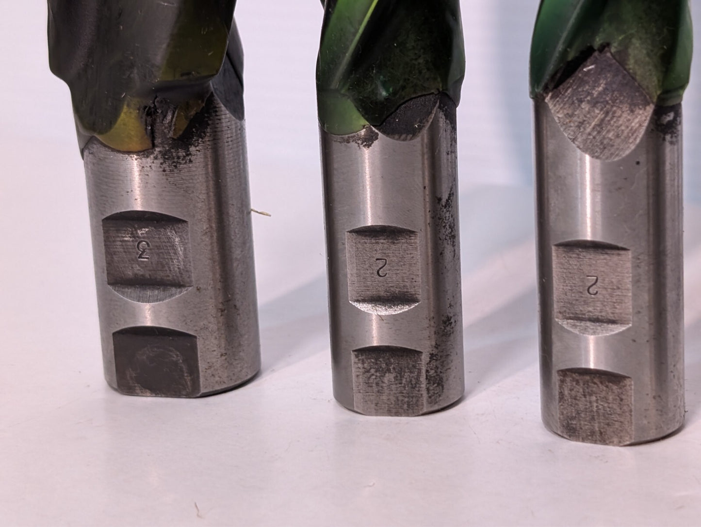 (3) Conical B-1221 2 Deg Tapered End Mill (Middle-sized 3 mills in main photo)