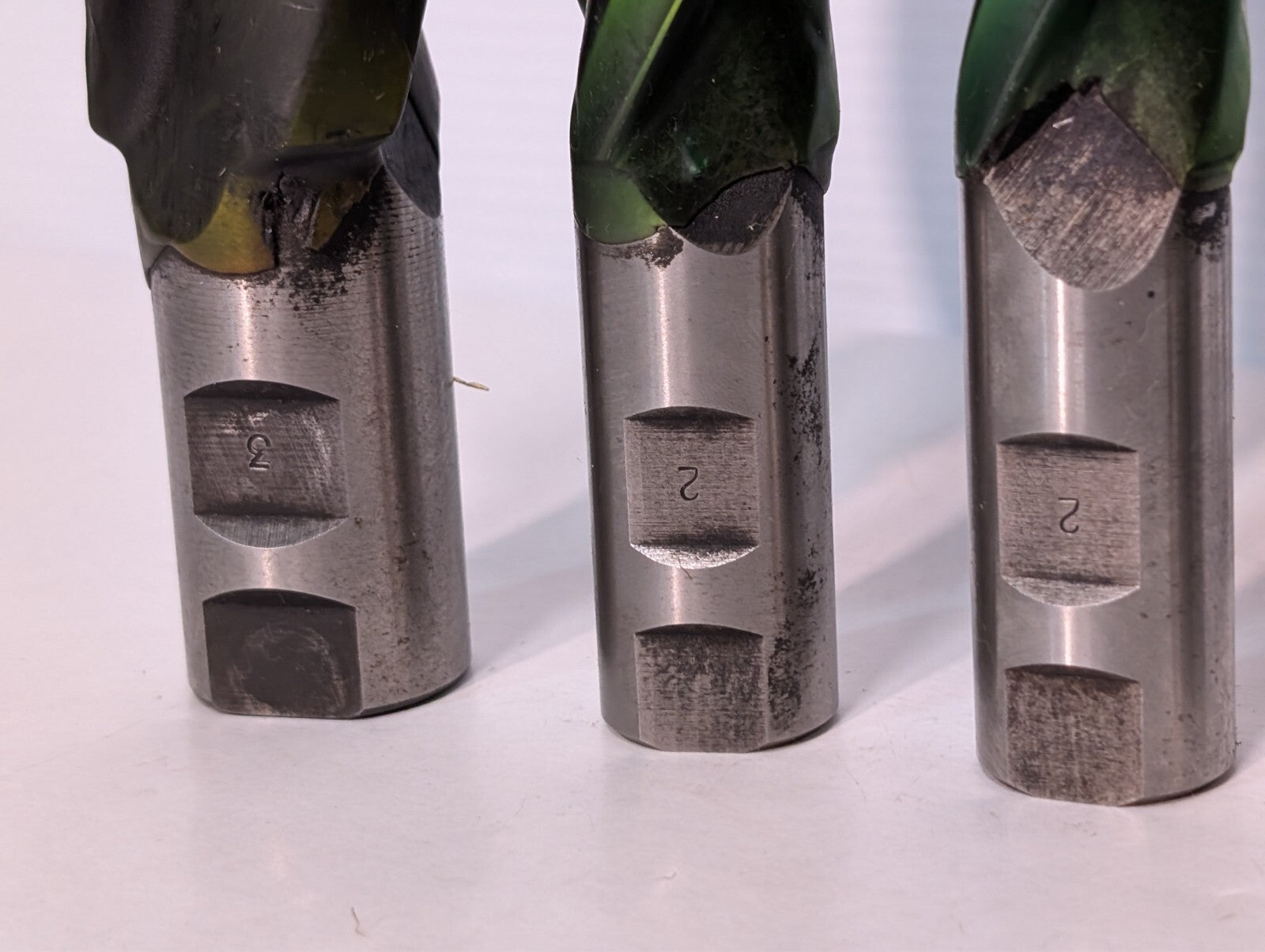(3) Conical B-1221 2 Deg Tapered End Mill (Middle-sized 3 mills in main photo)