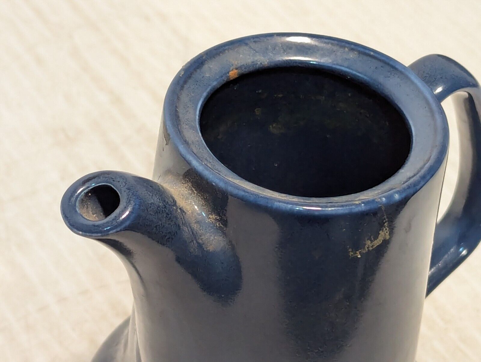 Antique, Dark Blue Ceramic, Teapot Vase, Elongated Handle - Free Shipping
