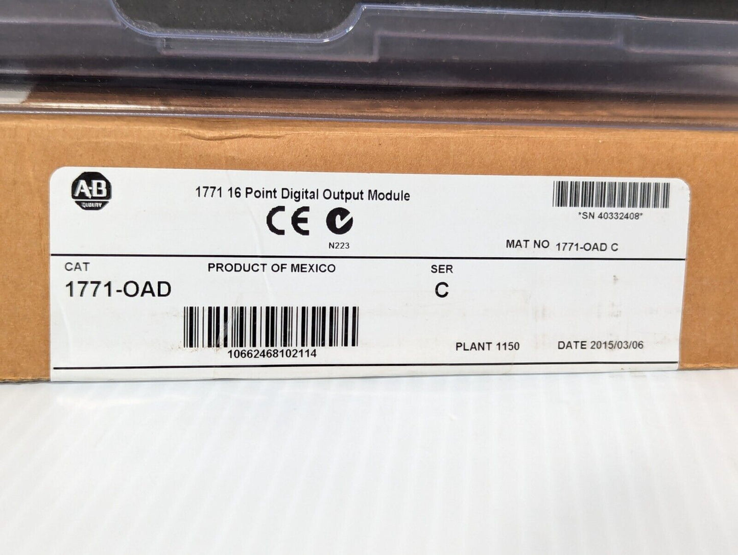 Surplus Open Allen Bradley 1771-OAD /C PLC-5 16-Pt 120VAC Digital Output Module