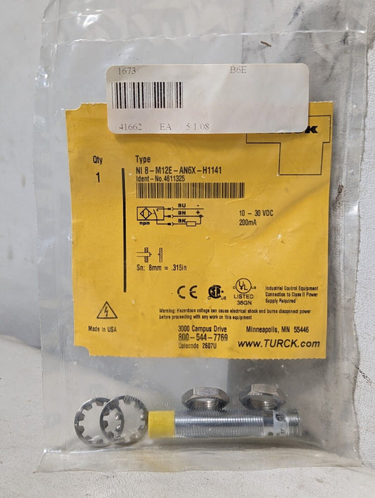 Turck NI8-M12E-AN6X-H1141 inductive proximity sensor switch, 4611325, 10-30VDC