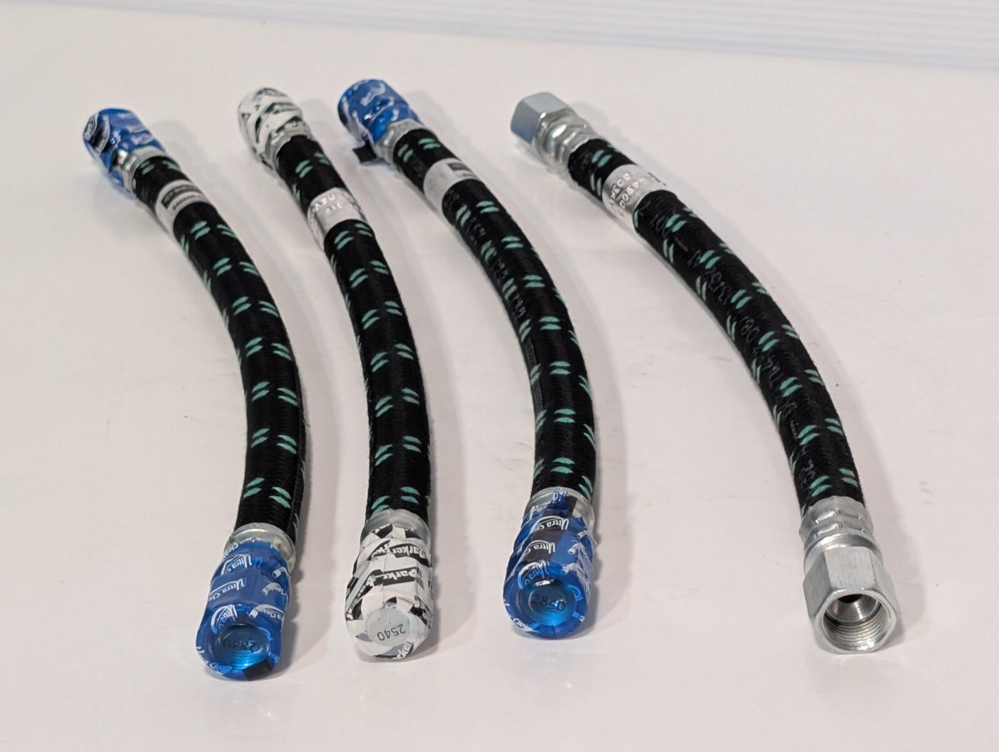 (4) Parker, Sullair, Ultra Clean 249608-019 Freightliner Fuel Line Braided Hoses