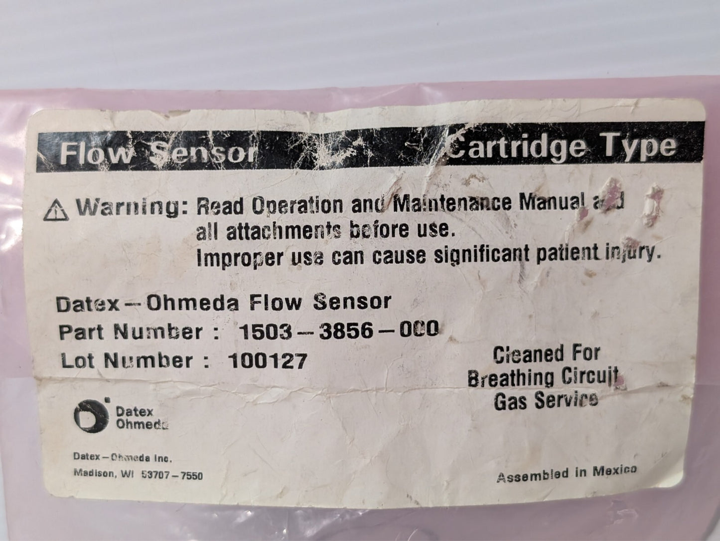 (1) NEW Datex Ohmeda Flow Sensor Part # 1503-3856-000