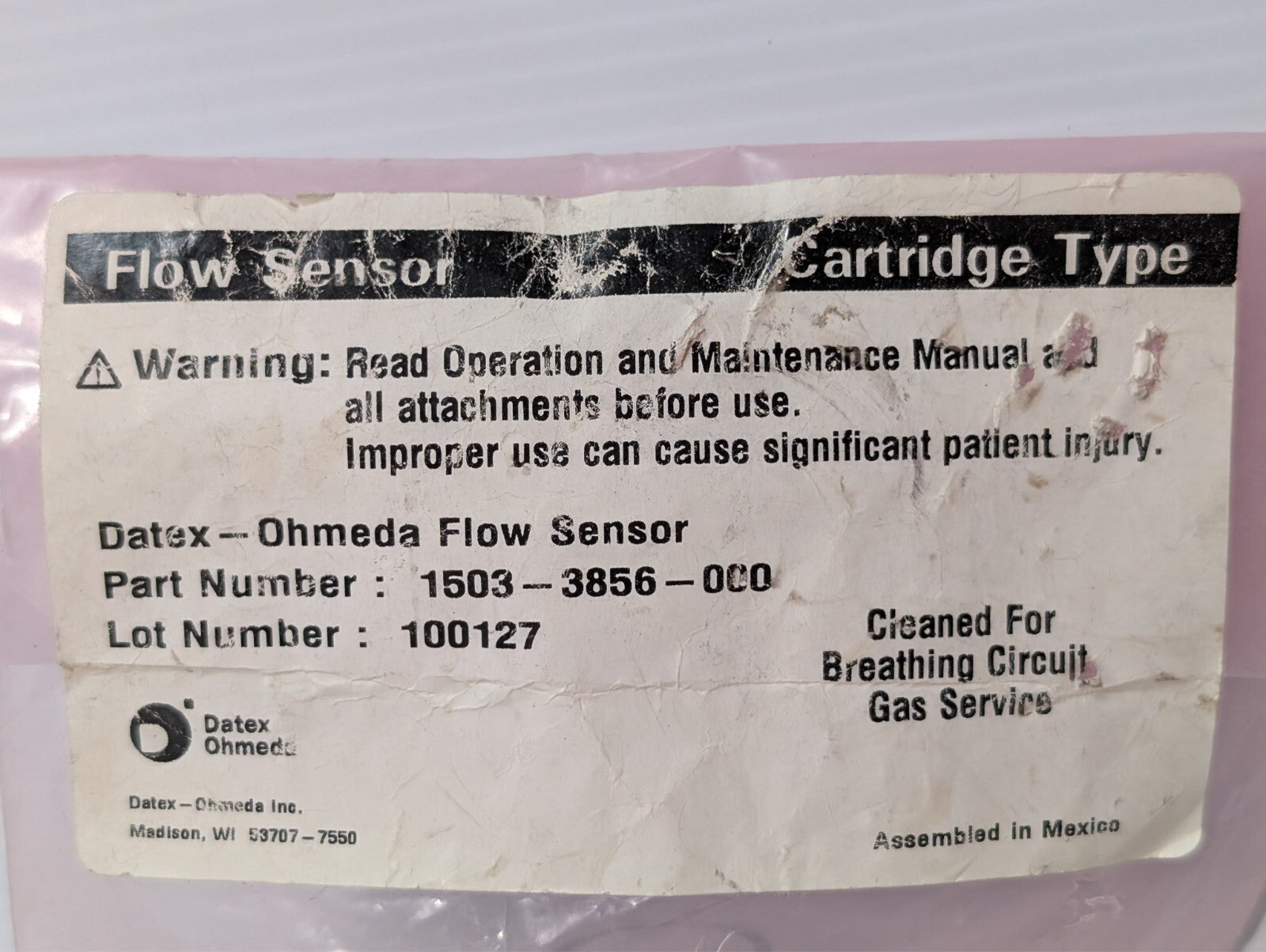 (1) NEW Datex Ohmeda Flow Sensor Part # 1503-3856-000