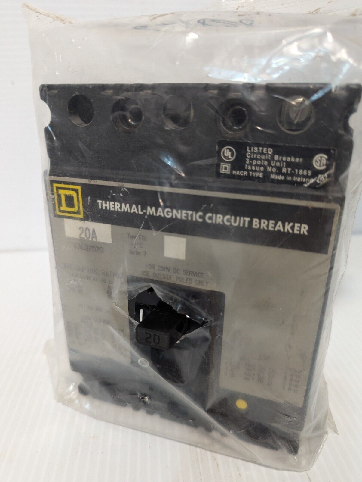 Square D FAL32020 circuit breaker, 20A, 240VAC, 250VDC, 3 poles - Free Shipping