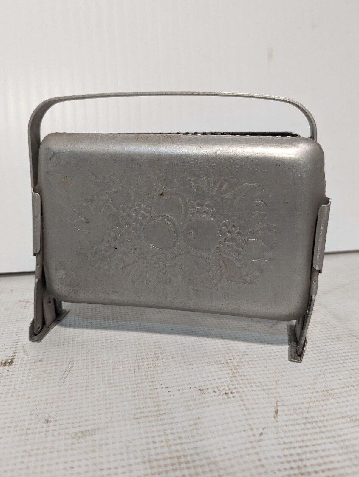 Vintage Mid-Century Aluminum Tri-Fold Fruit Pattern Server - Free Shipping