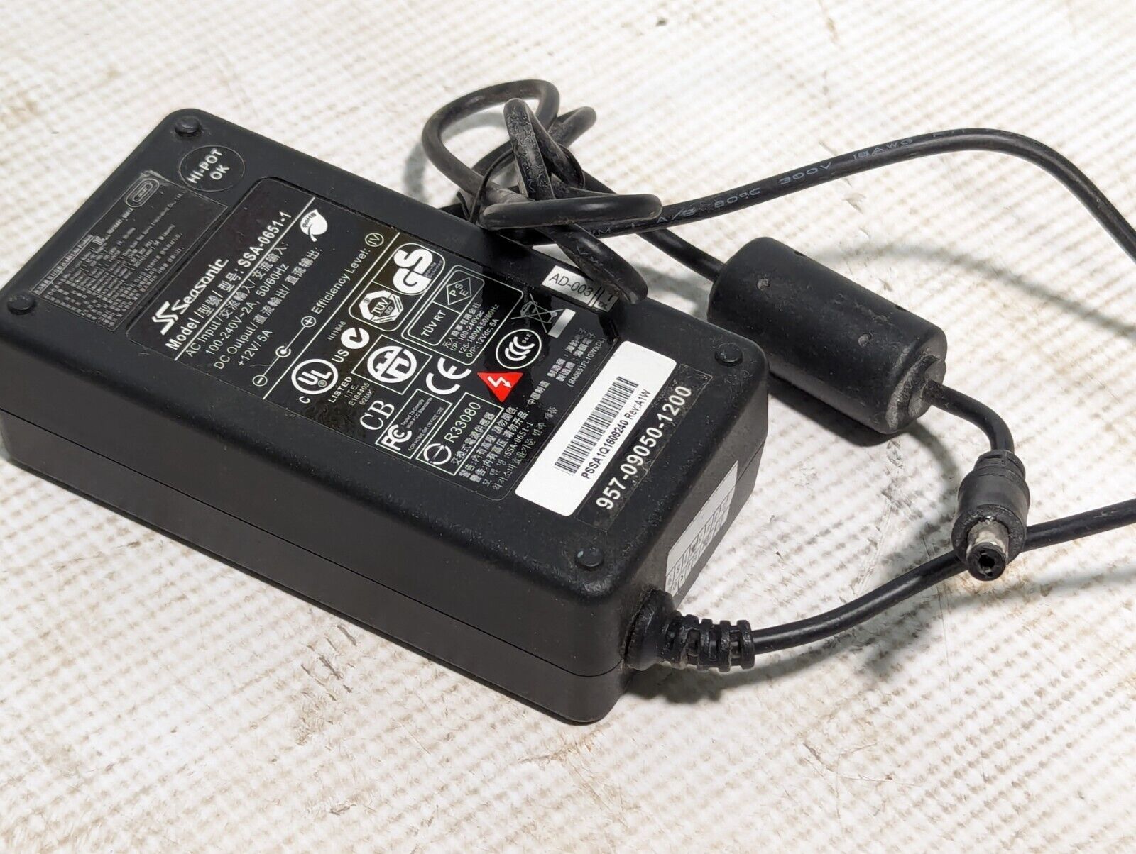 Seasonic SSA-0651-1 AC/DC Adapter 12V/5A HI-POT OK - Free Shipping