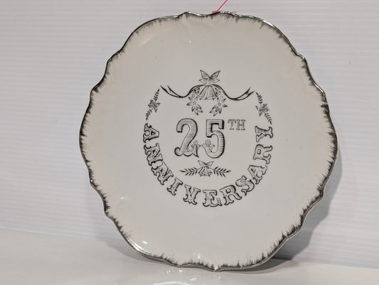 25th Silver Anniversary Mini Decorative Plate Gift Made In Japan 3.5" Diameter