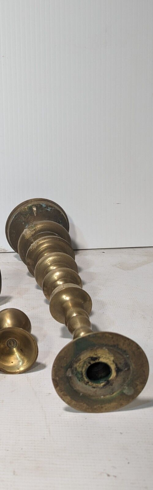 Vintage Tall Brass Ornate Candlestick With Stacked Ball, 13x5 - Free Shipping