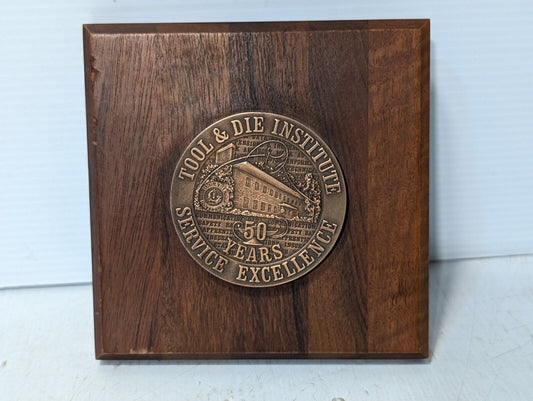 Vintage 50th Anniversary Tool and Die Institute Memorial Plaque - 50 Years Old!