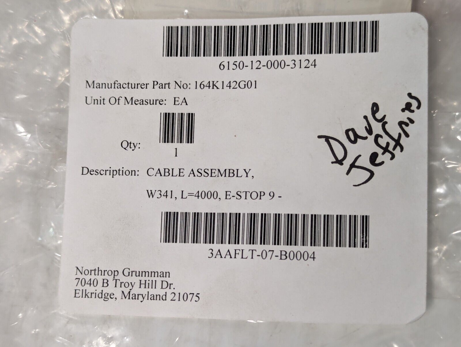 Turck U-18917, 164K14G01 cable assembly, W341 L4000 E-Stop 9 - Free Shipping