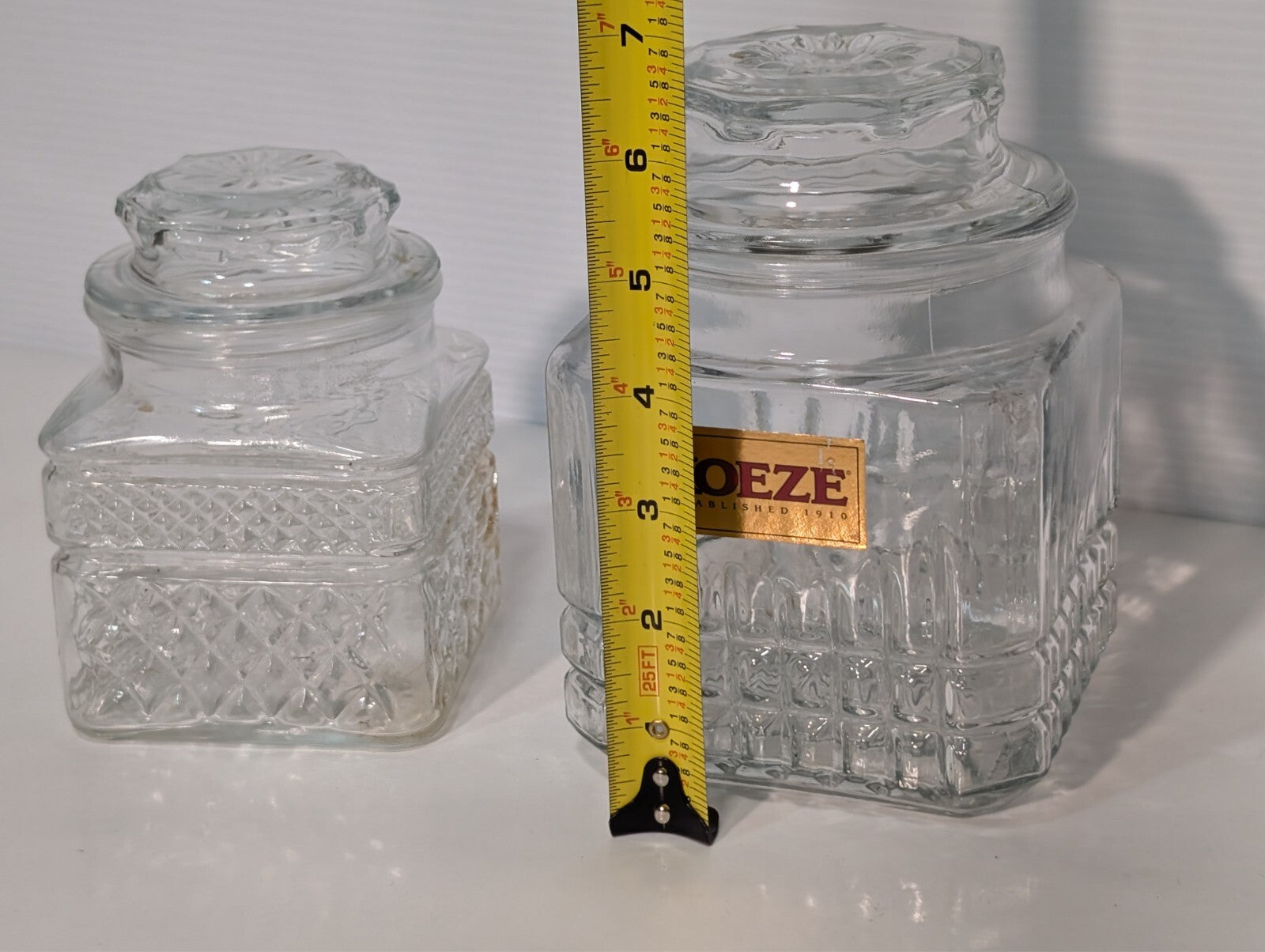 (2) Vintage Koeze Glass and KIG Canister Jars, Kitchen Storage as pictured