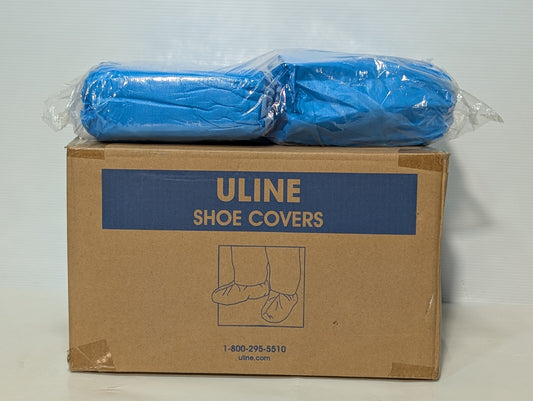 1 Box (Qty 150) Uline S-15370BLU Skid Resistant Shoe Covers, Fit Sizes 12-15