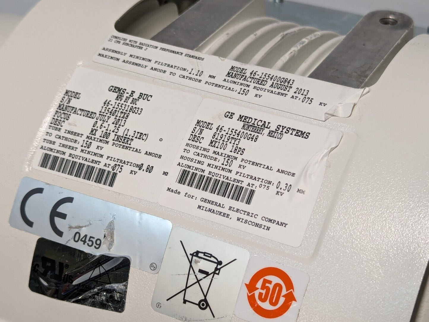 GE MX-100 X-Ray Tube P/N 46-155400G48 DOM: 08-2013 - Free Shipping