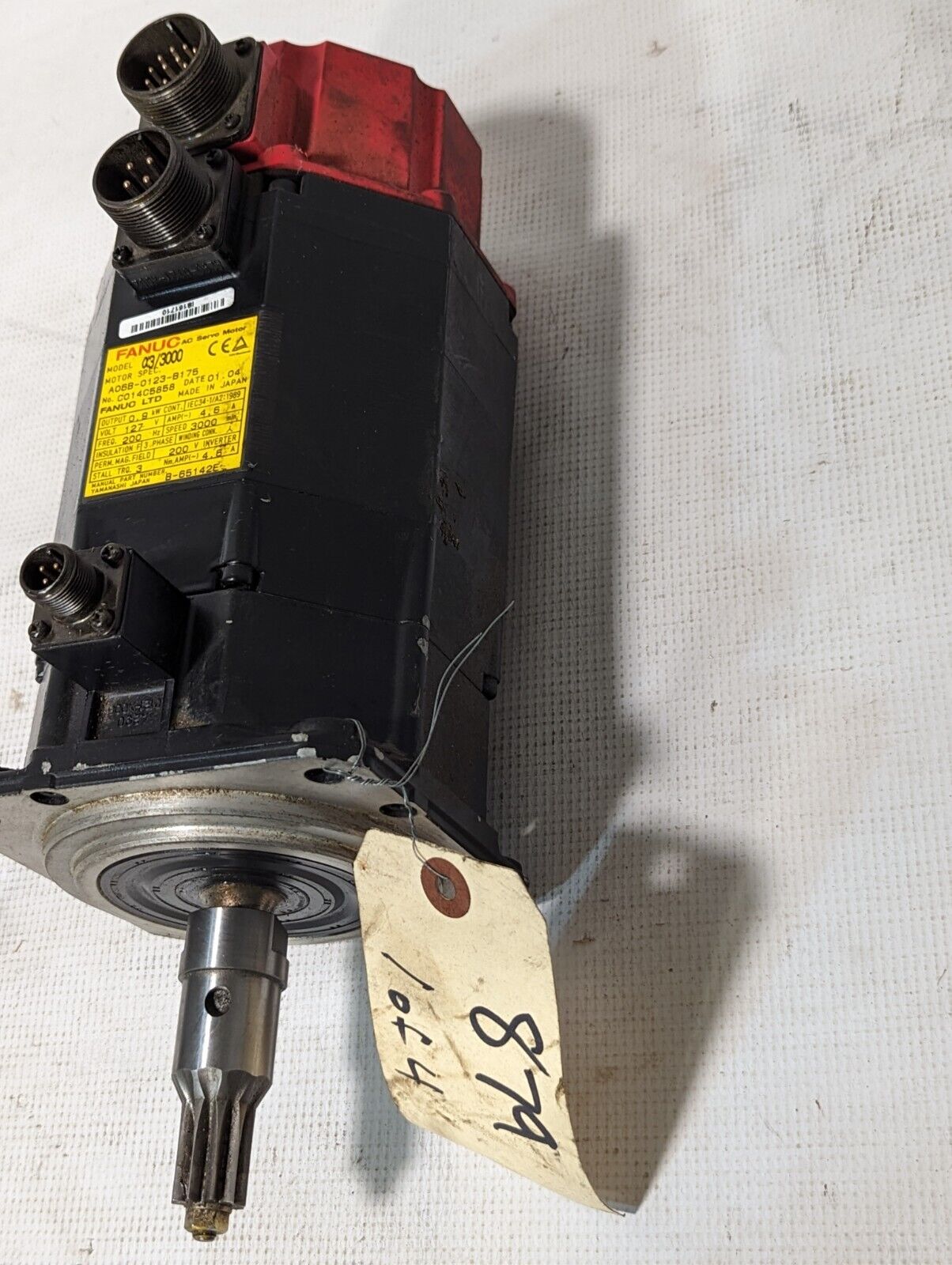 FANUC a3/3000 AC Servo Motor, A06B-0123-B175, 127V 3PH 3000RPM