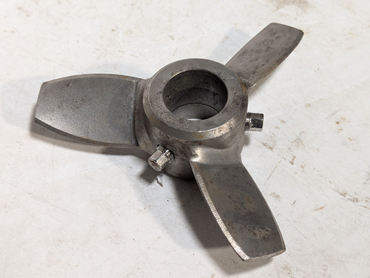 6" Mixing Propeller, 3 Blades, Steel, Two Set Screws with Square Heads