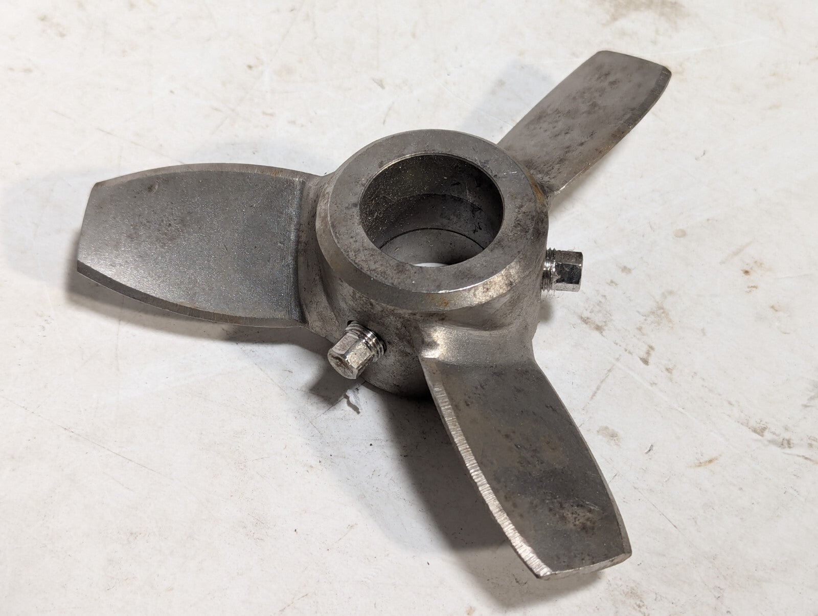 6" Mixing Propeller, 3 Blades, Steel, Two Set Screws with Square Heads