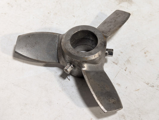 6" Mixing Propeller, 3 Blades, Steel, Two Set Screws with Square Heads