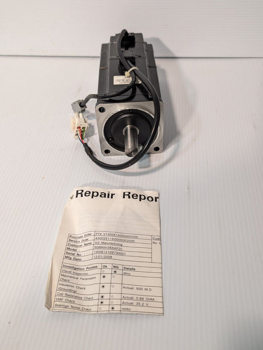 Yaskawa Electric SGMAH-08AAF2C AC Servo Motor, 750W, 200V, 4.4A, 2.39Nm, 3000rpm