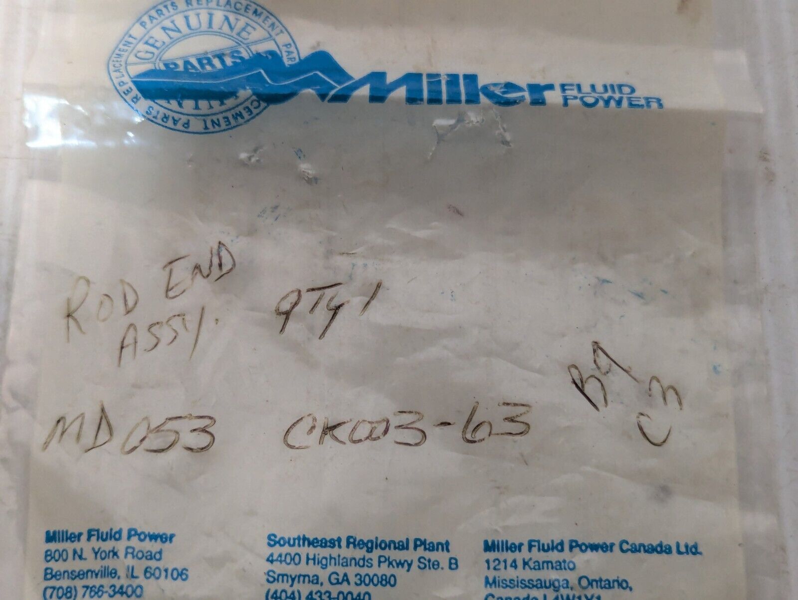 Miller 053-CK003-63 Cap End Cushion Seal Kit - Free Shipping