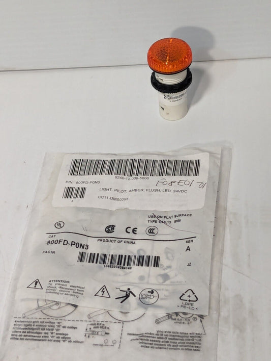 800FD-P0N3 Allen Bradley Flush Led Amber Pilot Light 24 VDC - Free Shipping