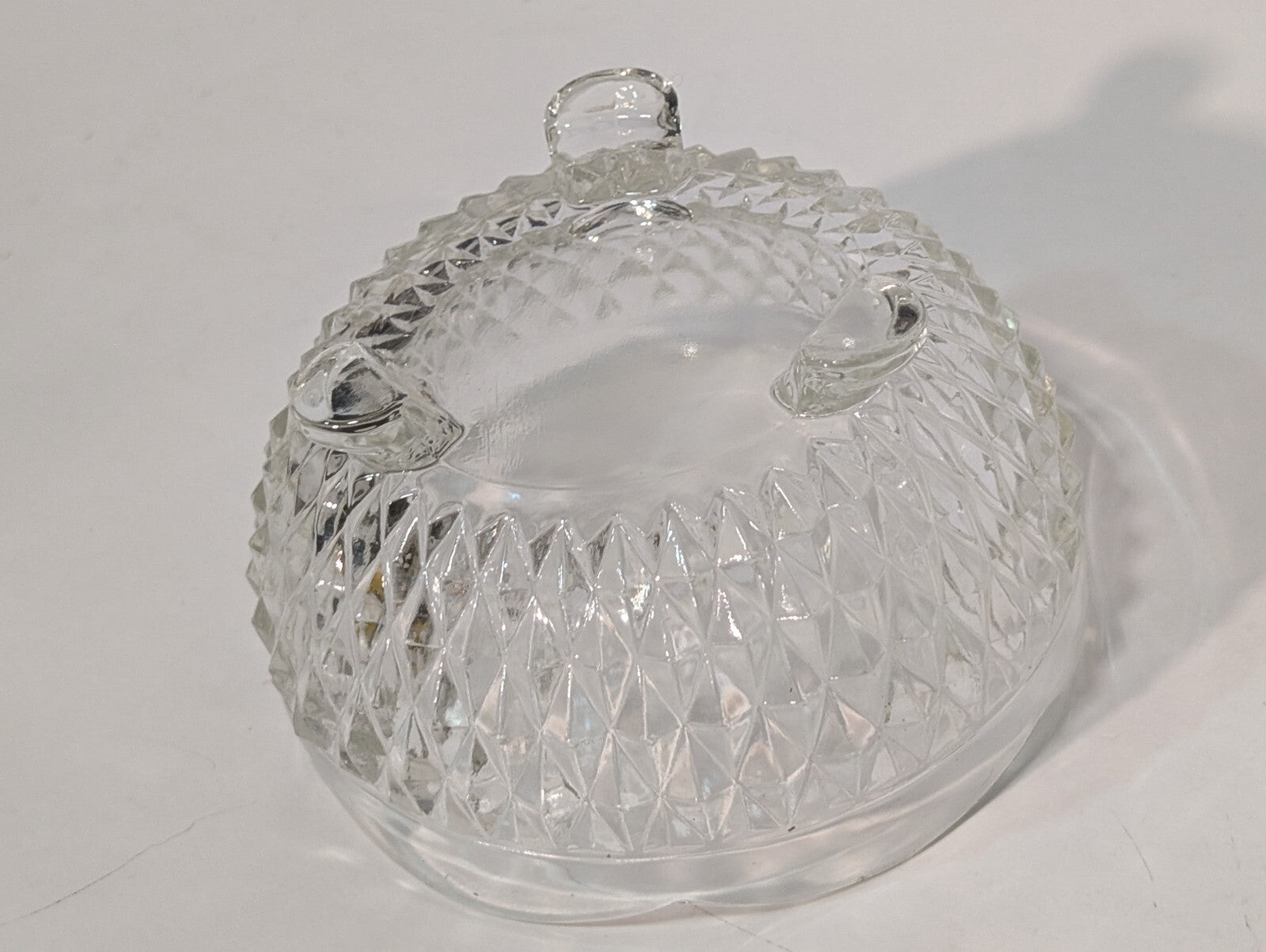 Vintage Indiana Glass Clear Diamond Point 3 Toed Candy Dish 5” x 3”